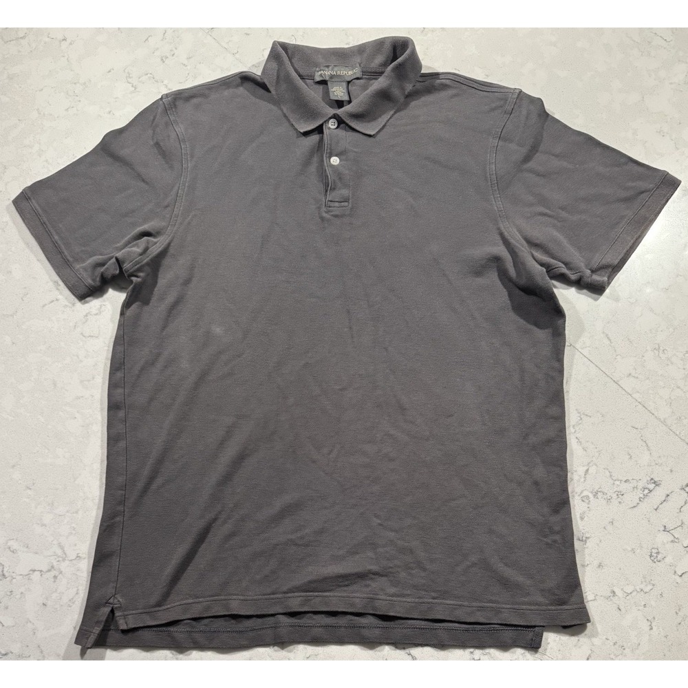 Banana Republic Polo Shirt Mens Large Gray Short Sleeve Cotton Preppy Casual